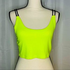 NEW LF Neon Green Chain Ribbed Crop Top